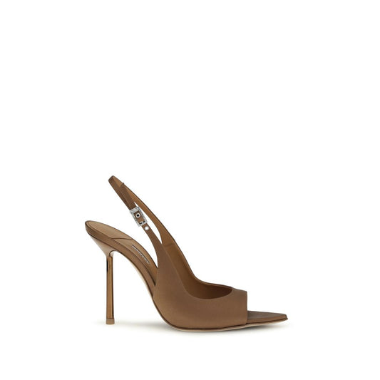 Stiletto Sandals by LE SILLA for women in silk satin brown presents a sculptural silhouette, showcasing the Women's Silk Satin Stiletto Sandals design with a sculptural stiletto and pointed toe style for a premium look.