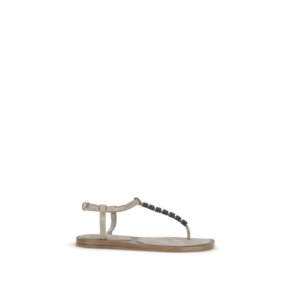 Sandals by Brunello Cucinelli for women in bos taurus calf leather and blue presents a captivating silhouette, showcasing the signature style of the Women's Bos Taurus Calf Leather Sandals with a captivating and captivating .