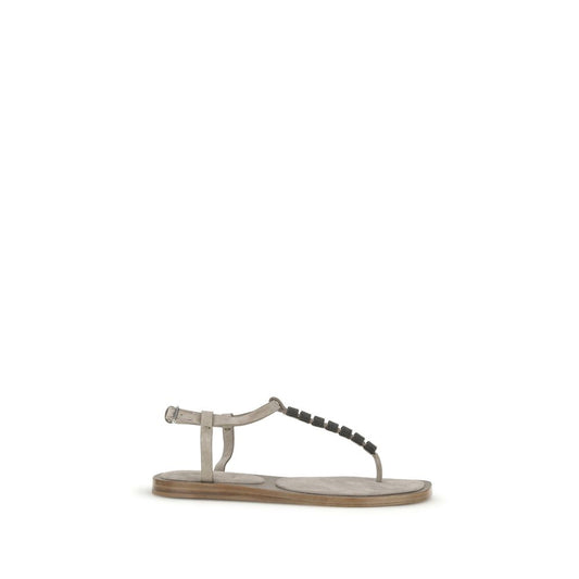 Sandals by Brunello Cucinelli for women in bos taurus calf leather and blue presents a captivating silhouette, showcasing the signature style of the Women's Bos Taurus Calf Leather Sandals with a captivating and captivating .