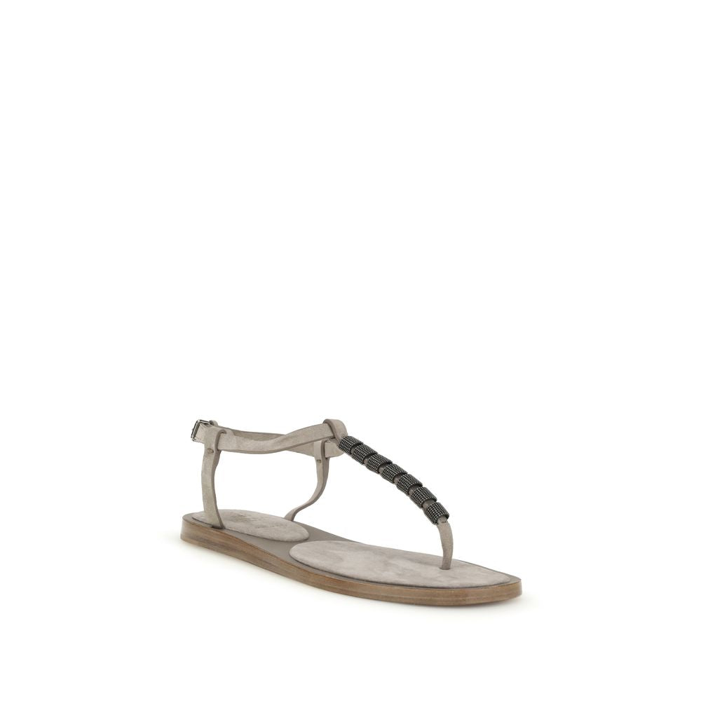 Sandals by Brunello Cucinelli for women in bos taurus calf leather blue presents a sculptural silhouette, showcasing the Women's Bos Taurus Calf Leather Sandals design with a sculptural and for a premium look.