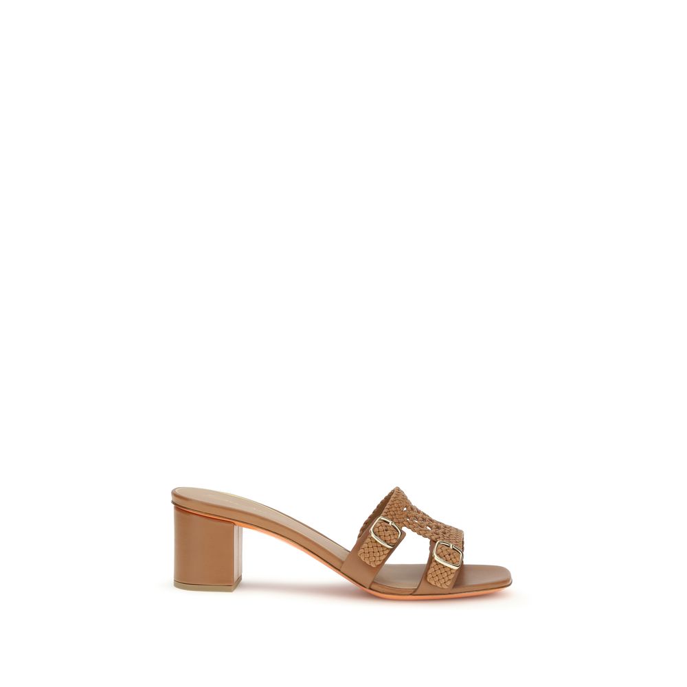 Platform Sandals by Santoni for women in bos taurus calf leather beige features an exquisite silhouette, showcasing the exquisite Women's Bos Taurus Calf Leather Platform Sandals with a platform and square toe style.