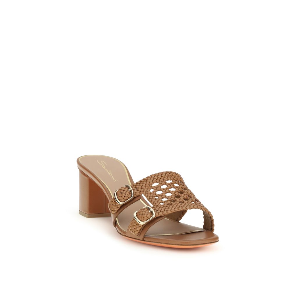 Platform Sandals by Santoni for women in bos taurus calf leather beige showcases a sculptural silhouette as Women's Bos Taurus Calf Leather Platform Sandals, defined by a sculptural platform and sculptural square toe style for a sculptural look.