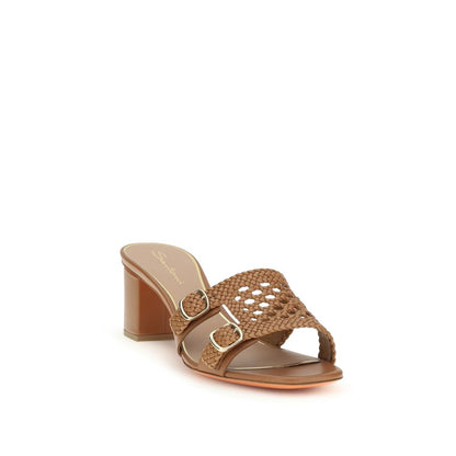 Platform Sandals by Santoni for women in bos taurus calf leather beige showcases a sculptural silhouette as Women's Bos Taurus Calf Leather Platform Sandals, defined by a sculptural platform and sculptural square toe style for a sculptural look.