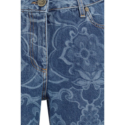 Jeans by Etro for women in cotton denim blue & jacquard features an sophisticated and straight-leg, flared & regular-fit with a precise long, creating a sophisticated and sophisticated silhouette.