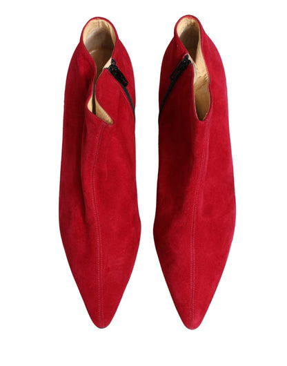 Dolce & Gabbana Women's Suede Leather Ankle Boots - Red