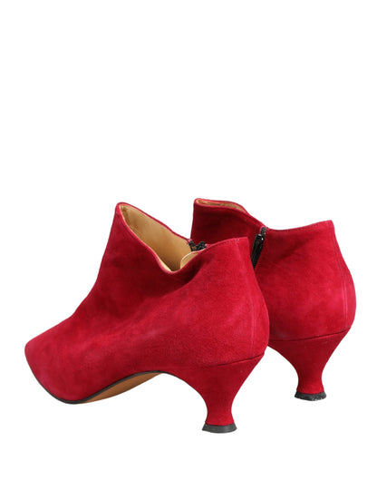 Dolce & Gabbana Women's Suede Leather Ankle Boots - Red