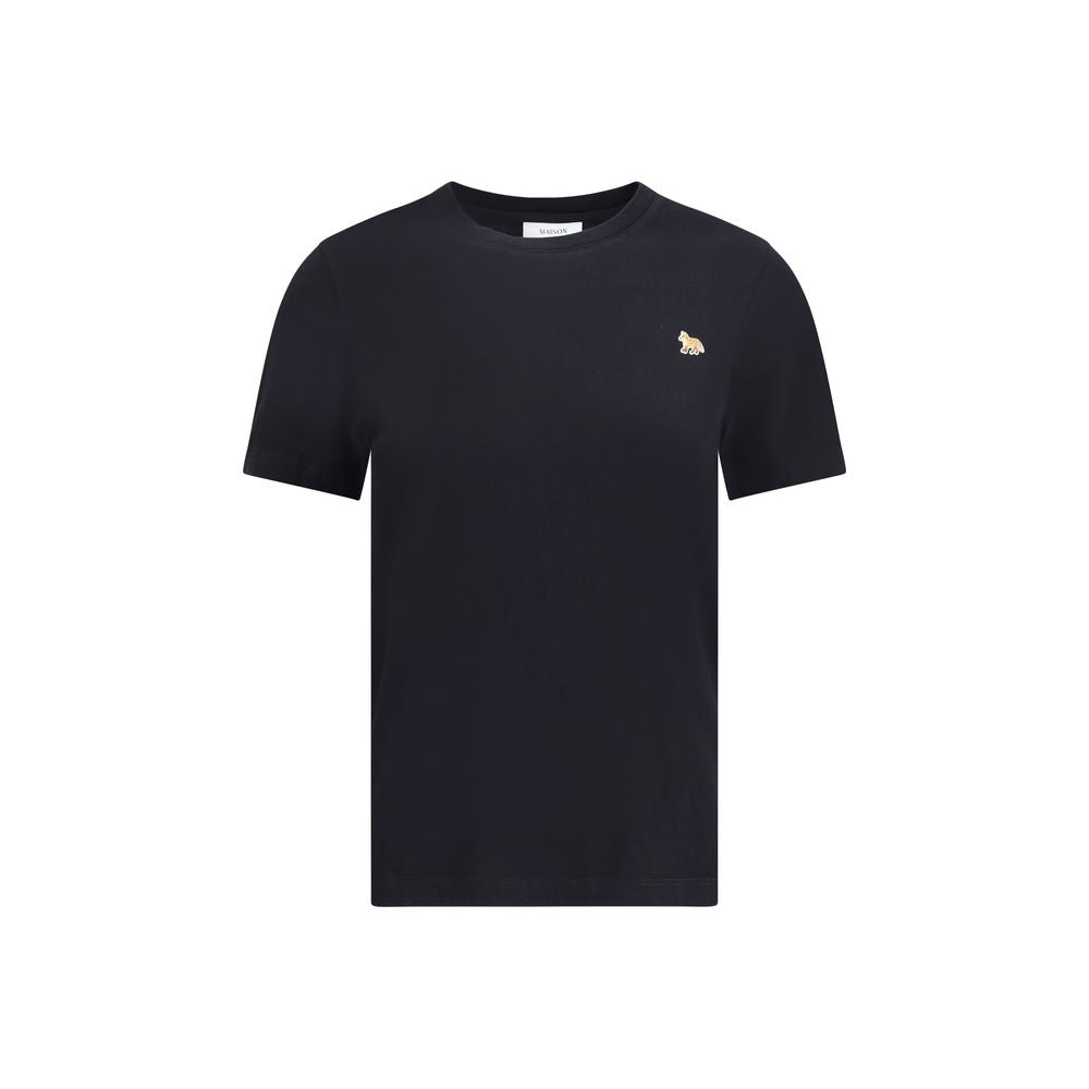 T-Shirt by Maison Kitsuné for women in organic cotton black & signature features a plush silhouette, showcasing a sophisticated crew neckline and short-sleeve for a truly plush finish.