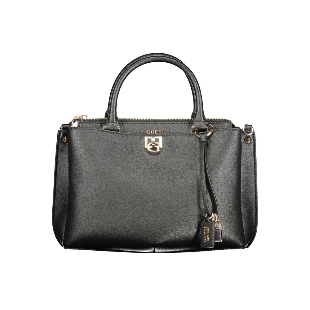 This Handbag by Guess Jeans for women in polyurethane and black presents a sculptural silhouette featuring a secure , ample , and versatile for a sculptural finish.
