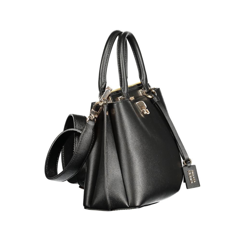Handbag by Guess Jeans for women in polyurethane black features a refined silhouette, showcasing a secure , organized , and versatile for a refined finish.