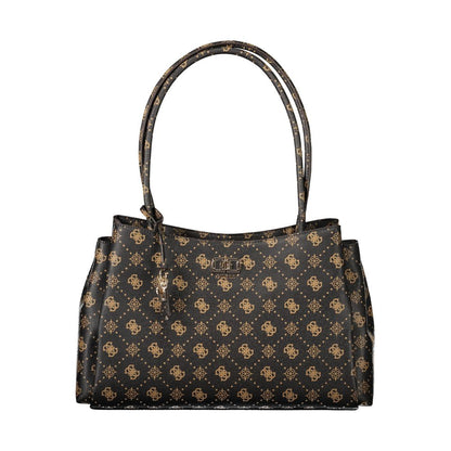 Handbag by Guess Jeans for women in polyurethane faux leather brown features a signature silhouette, showcasing a secure and signature with versatile for a sophisticated look.