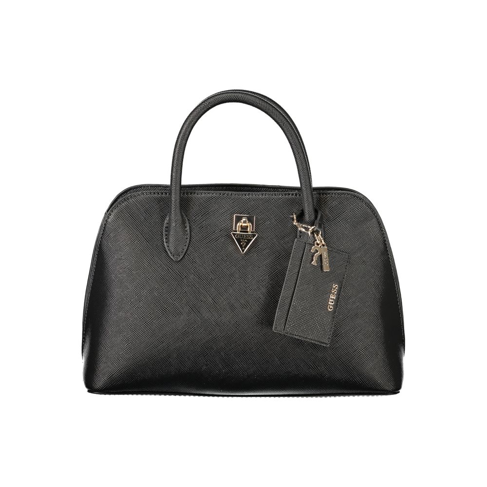 Handbag by Guess Jeans for women in polyurethane black features a refined silhouette, showcasing a secure , organized , and versatile for a refined finish.