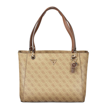 Handbag by Guess Jeans for women in polyurethane beige presents a ornamental silhouette, showcasing a secure , ample , and versatile for a ornamental finish.