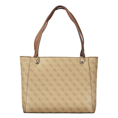 This Handbag by Guess Jeans for women in polyurethane and beige presents a sculptural silhouette featuring a secure , ample , and versatile for a sculptural finish.