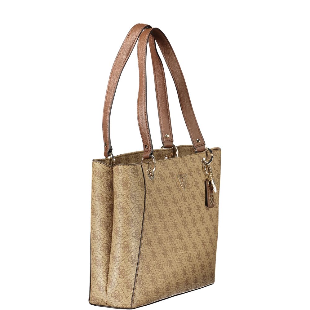 Handbag by Guess Jeans for women in polyurethane beige features a signature silhouette, showcasing a secure and signature with versatile for a sophisticated look.