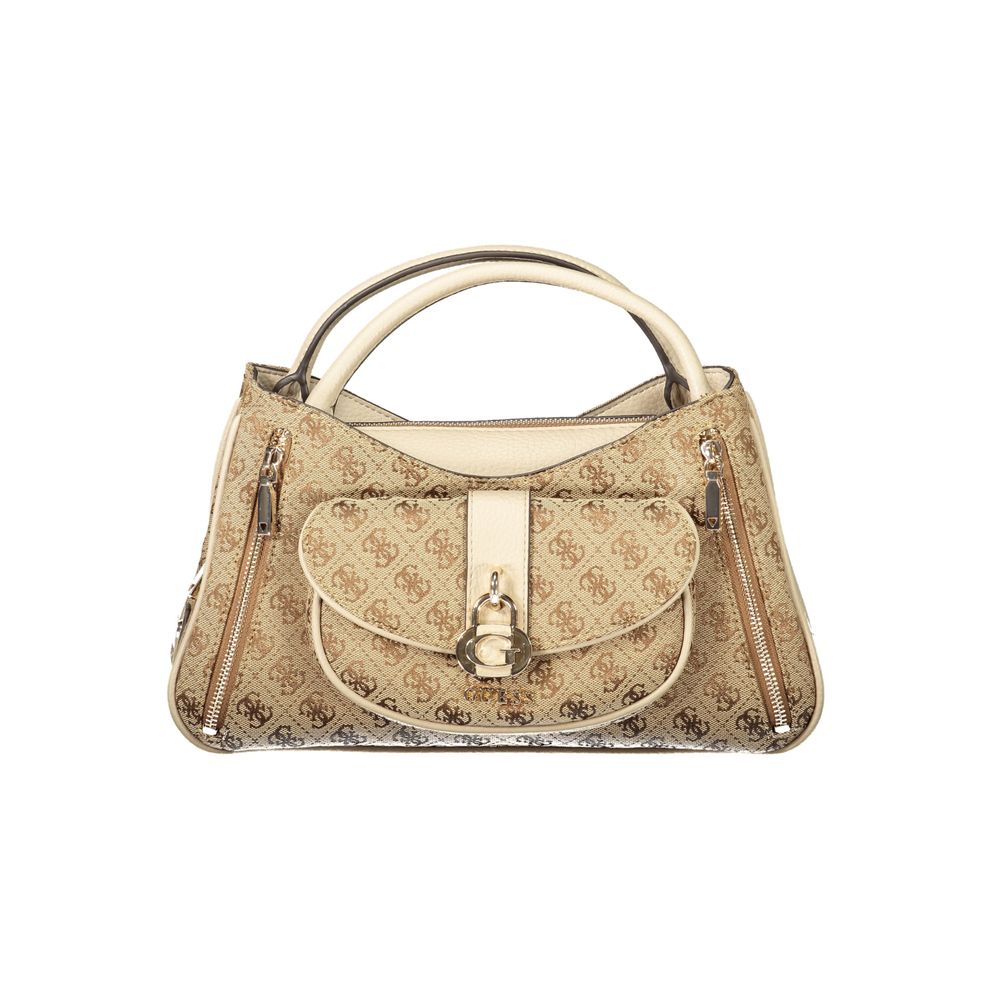 Handbag by Guess Jeans for women in polyurethane beige features a ornamental silhouette, showcasing a secure , ample , and ornamental for a sophisticated look.