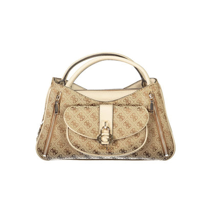 Handbag by Guess Jeans for women in polyurethane beige features a ornamental silhouette, showcasing a secure , ample , and ornamental for a sophisticated look.
