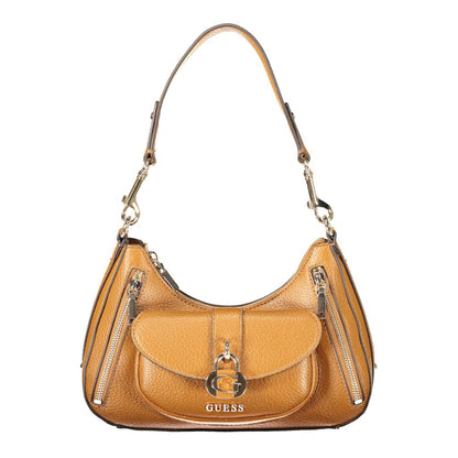 Handbag by Guess Jeans for women in polyurethane brown features a signature silhouette, showcasing a secure and signature with versatile for a sophisticated look.
