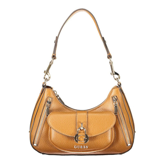 Handbag by Guess Jeans for women in polyurethane brown features a signature silhouette, showcasing a secure and signature with versatile for a sophisticated look.