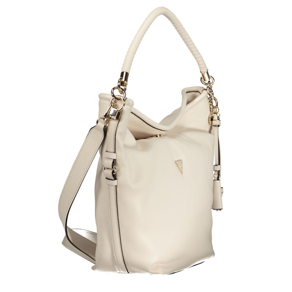 Handbag by Guess Jeans for women in polyurethane white features a refined silhouette, showcasing a secure , organized , and versatile for a refined finish.