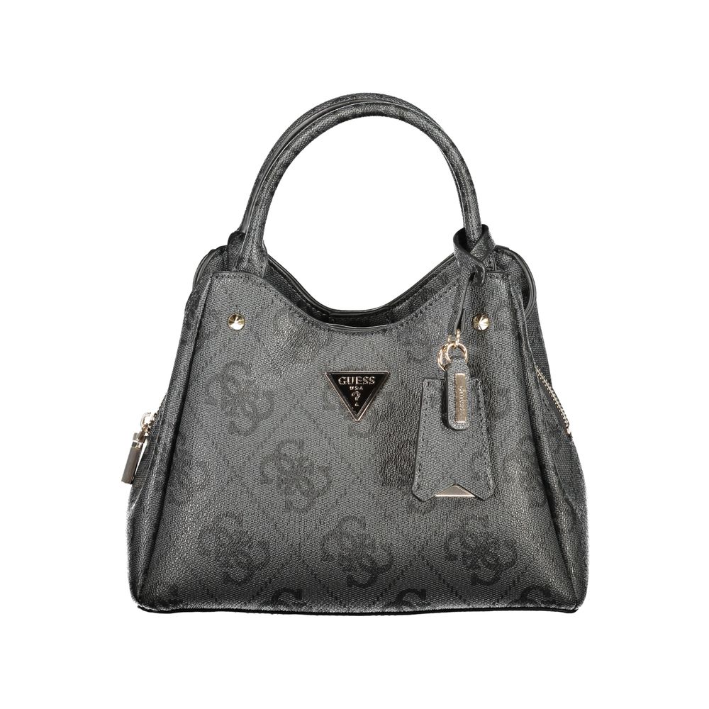 Handbag by Guess Jeans for women in polyurethane leather black features a signature silhouette, showcasing a secure and signature with versatile for a sophisticated look.