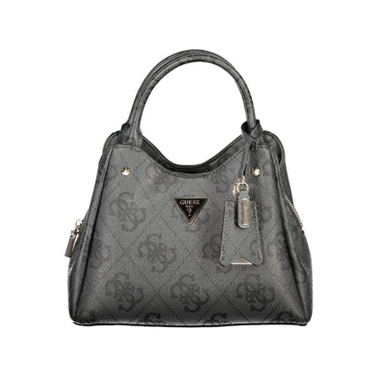 Handbag by Guess Jeans for women in polyurethane leather black features a signature silhouette, showcasing a secure and signature with versatile for a sophisticated look.