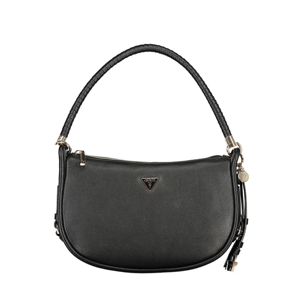 Handbag by Guess Jeans for women in polyurethane black features a signature silhouette, showcasing a secure and signature with versatile for a sophisticated look.