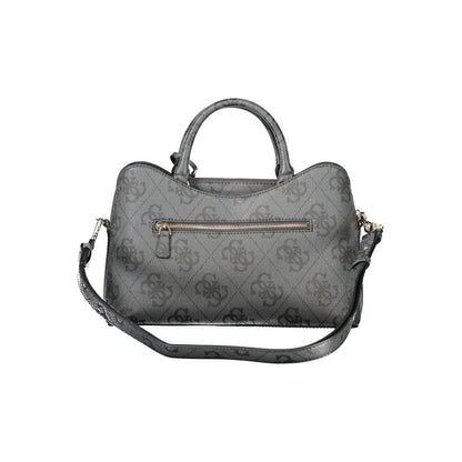 This Handbag by Guess Jeans for women in polyurethane and black & signature presents a sculptural silhouette featuring a secure , ample , and versatile for a sculptural finish.