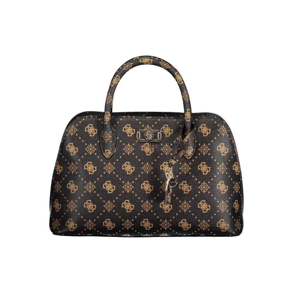 This Handbag by Guess Jeans for women in polyurethane and brown presents a sculptural silhouette featuring a secure snap & zipper, ample external-pockets, internal-pockets & cardholder, and versatile shoulder-strap, handle & adjustable-strap for a sculptural finish.