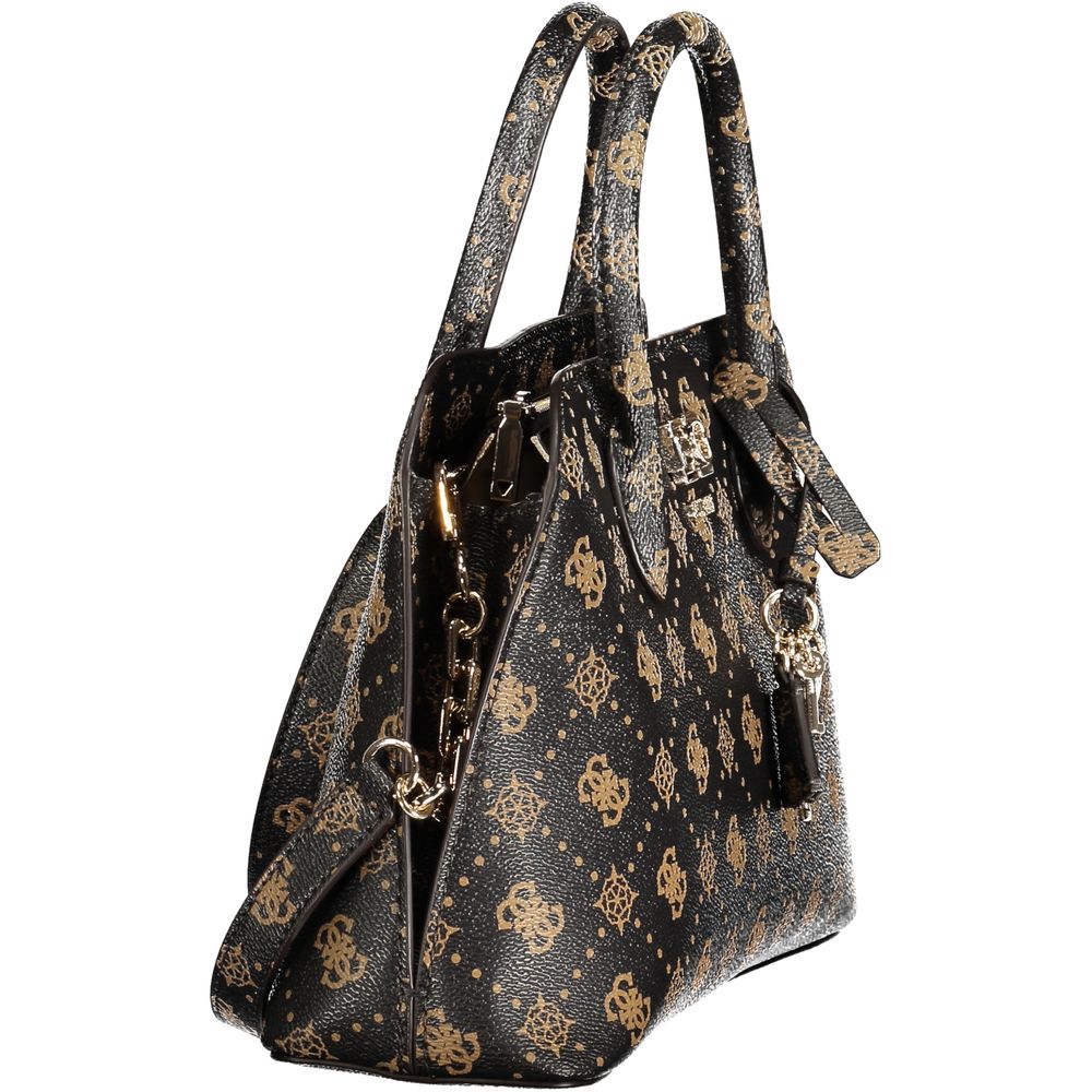 Handbag by Guess Jeans for women in polyurethane brown presents a ornamental silhouette, showcasing a secure snap & zipper, ample external-pockets, internal-pockets & cardholder, and versatile shoulder-strap, handle & adjustable-strap for a ornamental finish.
