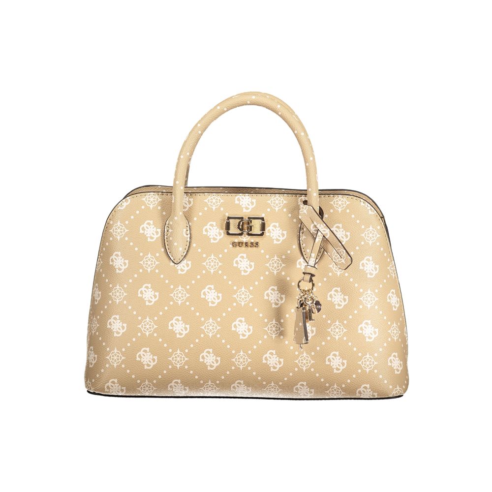 Handbag by Guess Jeans for women in polyurethane beige, black, signature-print & print presents a ornamental silhouette, showcasing a secure snap & zipper, ample external-pockets, internal-pockets & cardholder, and versatile shoulder-strap, handle & adjustable-strap for a ornamental finish.