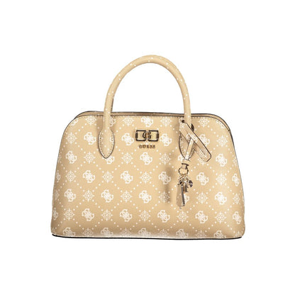 Handbag by Guess Jeans for women in polyurethane beige, black, signature-print & print presents a ornamental silhouette, showcasing a secure snap & zipper, ample external-pockets, internal-pockets & cardholder, and versatile shoulder-strap, handle & adjustable-strap for a ornamental finish.