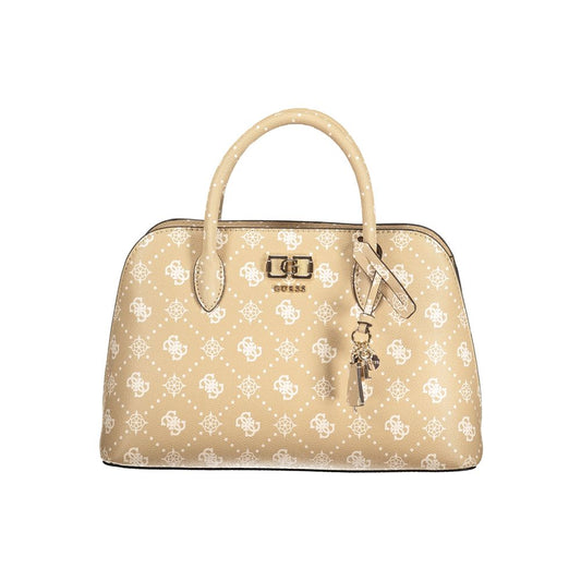 Handbag by Guess Jeans for women in polyurethane beige, black, signature-print & print presents a ornamental silhouette, showcasing a secure snap & zipper, ample external-pockets, internal-pockets & cardholder, and versatile shoulder-strap, handle & adjustable-strap for a ornamental finish.