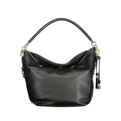 This Handbag by Guess Jeans for women in polyethylene and black presents a sculptural silhouette featuring a secure snap, ample external-pockets & internal-pockets, and versatile shoulder-strap, adjustable-strap & handle for a sculptural finish.