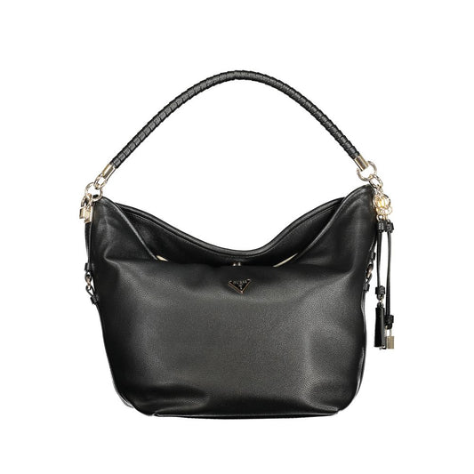 This Handbag by Guess Jeans for women in polyethylene and black presents a sculptural silhouette featuring a secure snap, ample external-pockets & internal-pockets, and versatile shoulder-strap, adjustable-strap & handle for a sculptural finish.