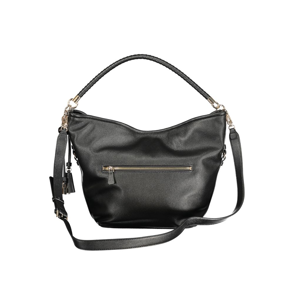Handbag by Guess Jeans for women in polyethylene black features a refined silhouette, showcasing a secure snap, organized external-pockets & internal-pockets, and versatile shoulder-strap, adjustable-strap & handle for a refined finish.
