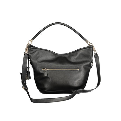 Handbag by Guess Jeans for women in polyethylene black features a refined silhouette, showcasing a secure snap, organized external-pockets & internal-pockets, and versatile shoulder-strap, adjustable-strap & handle for a refined finish.