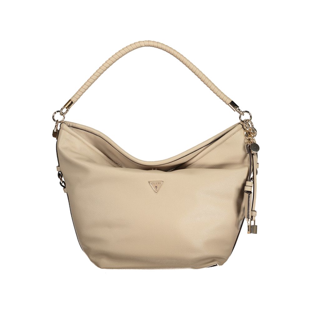 This Shopper Handbag by Guess Jeans for women in polyethylene and beige presents a sculptural silhouette featuring a secure snap, ample external-pockets & internal-pockets, and versatile shoulder-strap, adjustable-strap & handle for a sculptural finish.