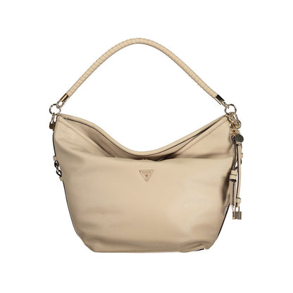 This Shopper Handbag by Guess Jeans for women in polyethylene and beige presents a sculptural silhouette featuring a secure snap, ample external-pockets & internal-pockets, and versatile shoulder-strap, adjustable-strap & handle for a sculptural finish.