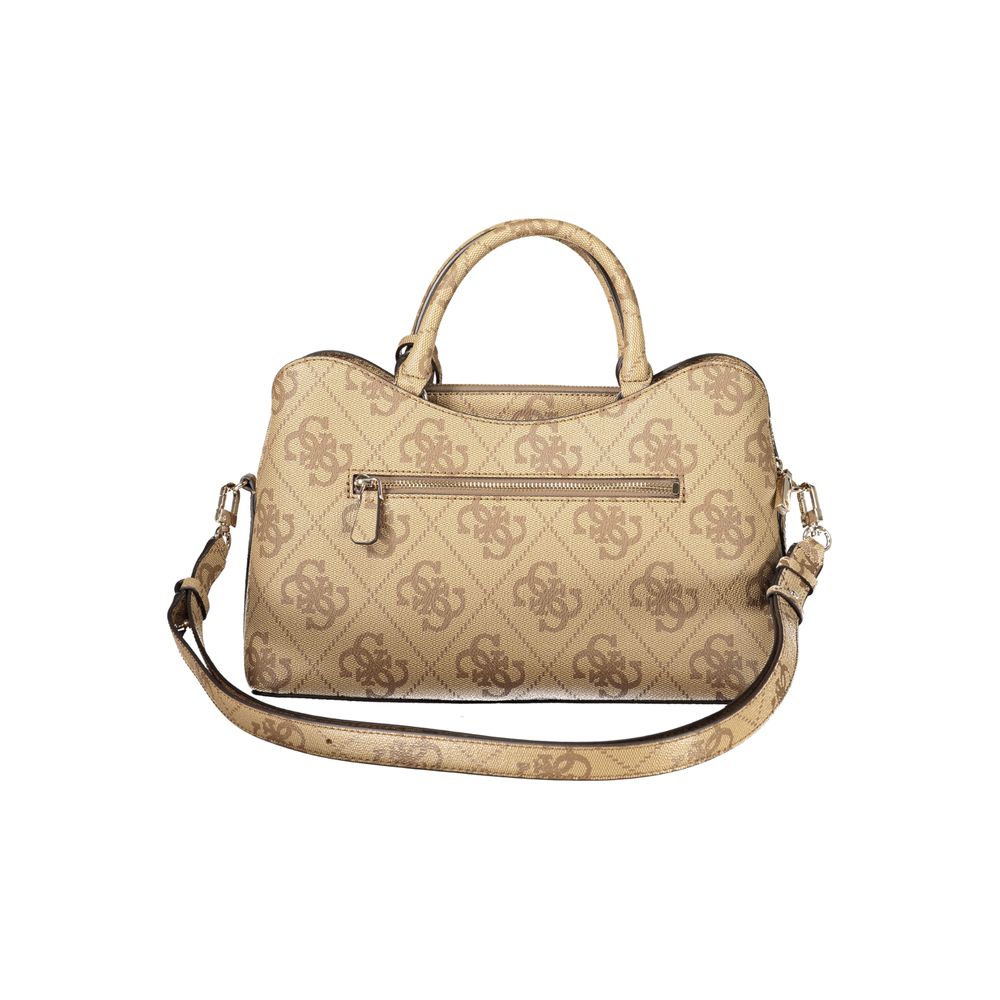 This Handbag by Guess Jeans for women in polyethylene and beige presents a sculptural silhouette featuring a secure snap & zipper, ample built-in-compartments, external-pockets & internal-pockets, and versatile shoulder-strap, adjustable-strap & handle for a sculptural finish.