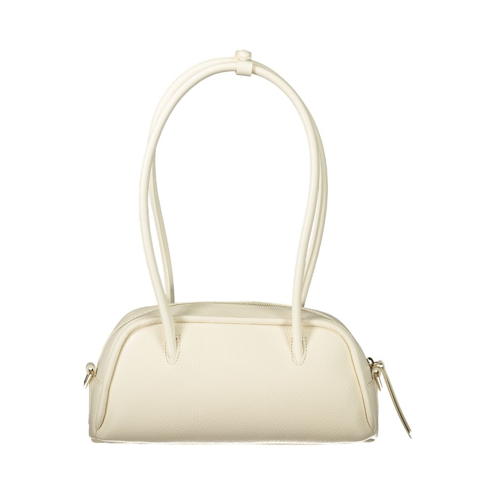 Handbag by Coccinelle for women in leather white features a signature silhouette, showcasing a secure zipper and signature external-pockets & internal-pockets with versatile handle for a sophisticated look.