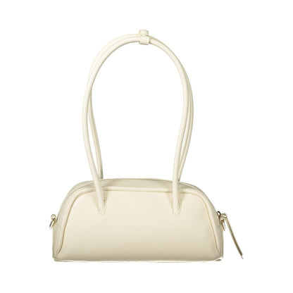 Handbag by Coccinelle for women in leather white features a signature silhouette, showcasing a secure zipper and signature external-pockets & internal-pockets with versatile handle for a sophisticated look.