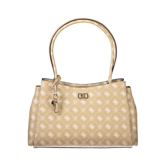 Handbag by Guess Jeans for women in polyethylene beige features an refined silhouette, showcasing a secure snap & zipper, ample built-in-compartments, external-pockets & internal-pockets, and versatile handle for a sophisticated refined aesthetic.
