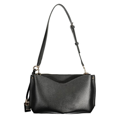 Crossbody Handbag by Guess Jeans for women in polyethylene black & white presents a ornamental silhouette, showcasing a secure snap & zipper, ample built-in-compartments & internal-pockets, and versatile crossbody-strap, adjustable-strap & handle for a ornamental finish.