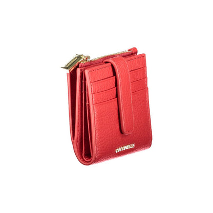 Cardholder Wallet by Coccinelle for women in leather red showcases a refined silhouette, artfully capturing the essence of the refined Metallic Soft Leather Cardholder Wallet design with functional card-organization coin-purse.