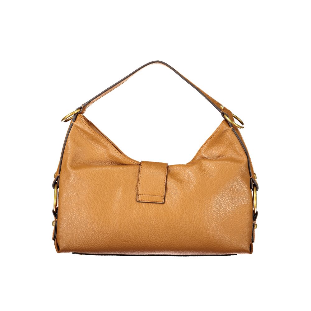 Shoulder Handbag by Guess Jeans for women in polyethylene brown features a signature silhouette, showcasing a secure snap & zipper and signature internal-pockets with versatile shoulder-strap & handle for a sophisticated look.