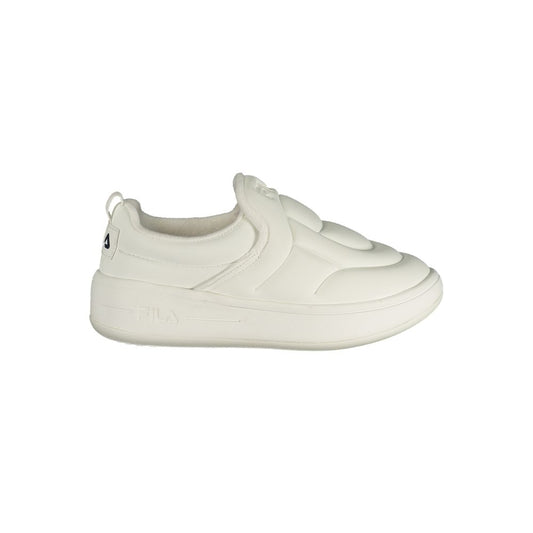 Athletic Sneakers by Fila for women in polyester white & print features an stately silhouette, showcasing the signature athletic style of the Women's Athletic Polyester Sneakers collection with a truly stately finish.