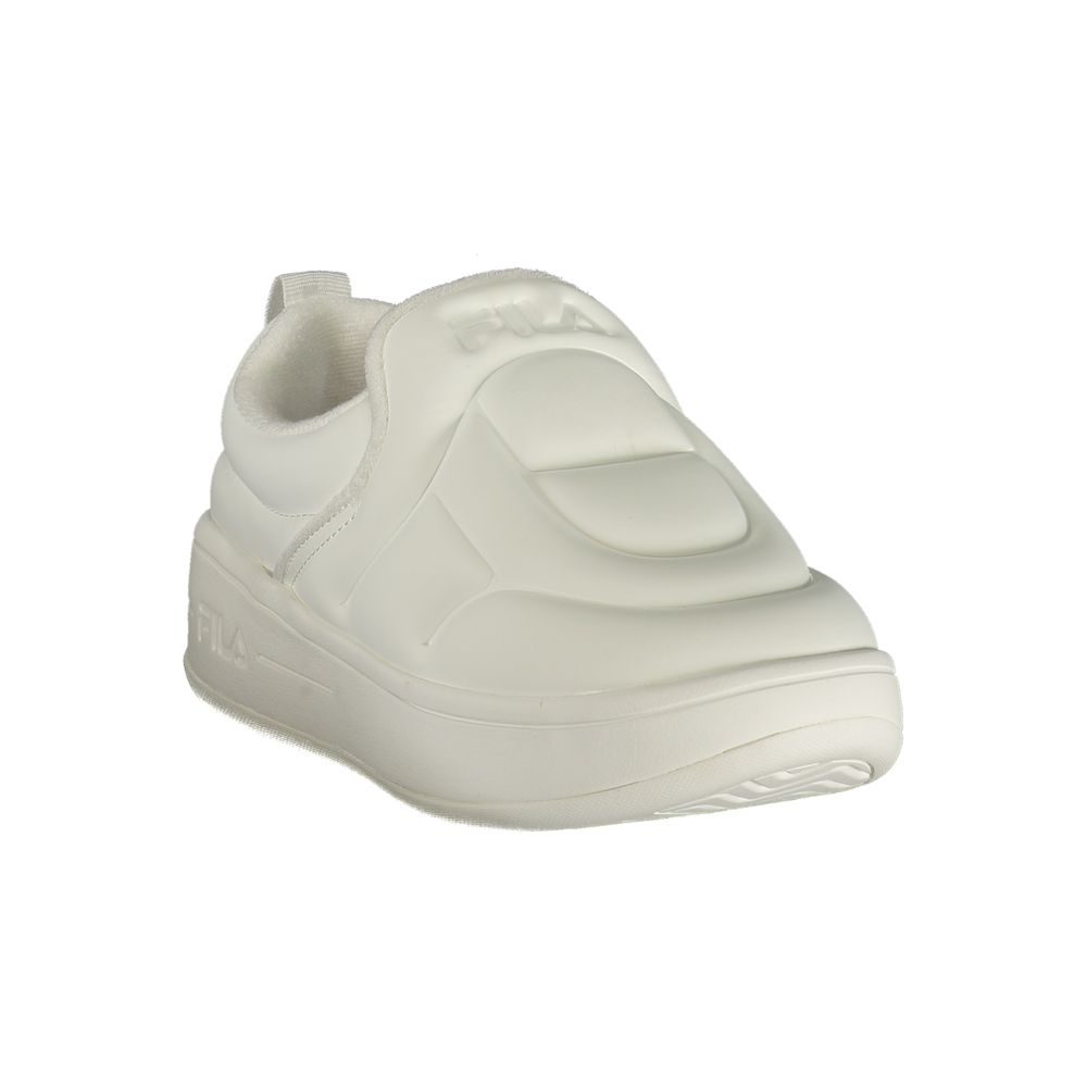 Athletic Sneakers by Fila for women in polyester white & print features an architectural silhouette from the Women's Athletic Polyester Sneakers collection, showcasing a architectural athletic style for a architectural look.