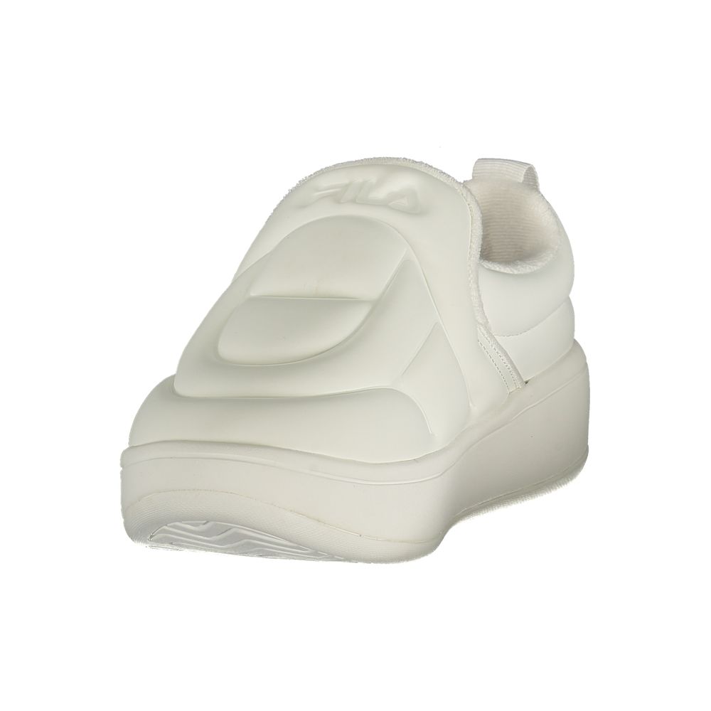 Athletic Sneakers by Fila for women in polyester white & print presents a sleek silhouette, perfectly capturing the athletic style essence of Women's Athletic Polyester Sneakers with its sleek design and premium finish.