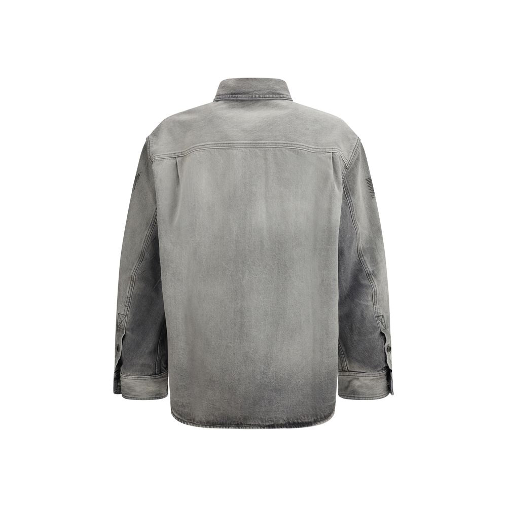 Overshirt by Off-White for men in denim cotton gray, white & signature features an polished silhouette, showcasing a sophisticated and detail for a truly polished finish.