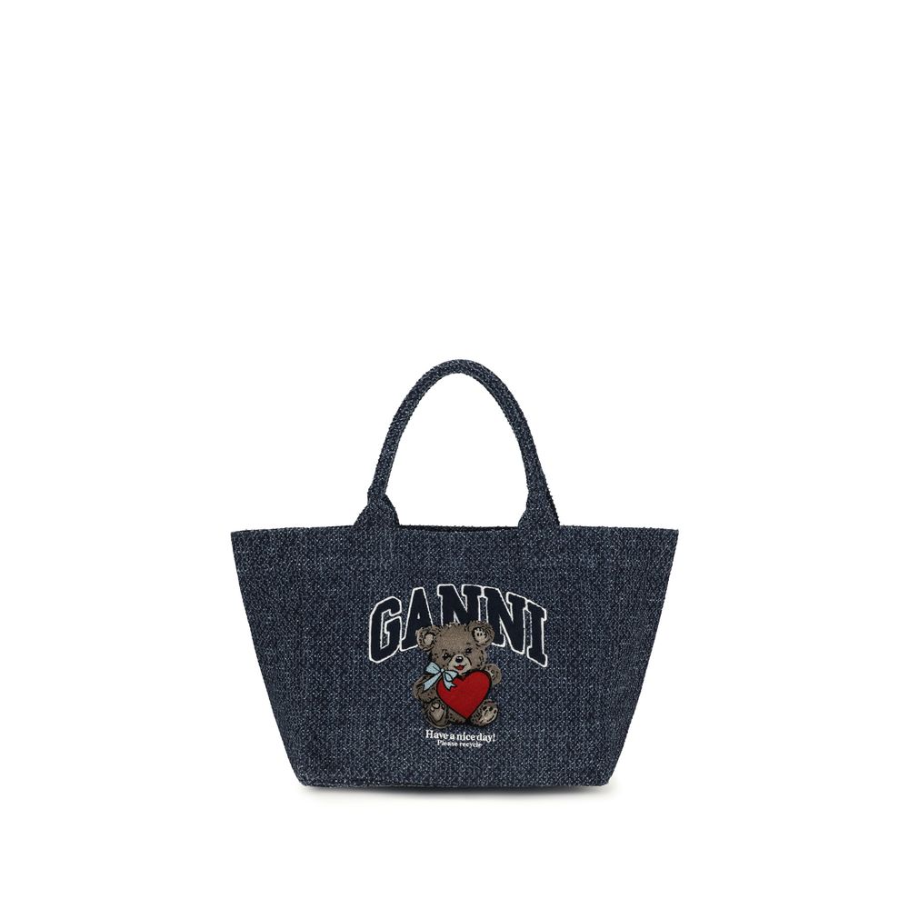 Medium Tote Shoulder Bag by Ganni for women in denim cotton blue & signature features a enviable silhouette, showcasing a secure , ample single-compartment, and enviable handle for a enviable finish.